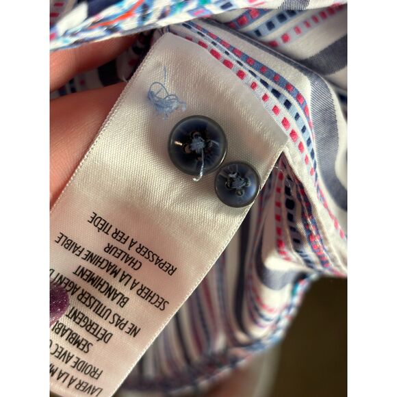 Robert Graham Men's Size 2XL Blue Stripe Flip Collar & Cuff Button Shirt XXL - Picture 9 of 10